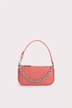 Mini Rachel Salmon Circular Croco Embossed Leather
