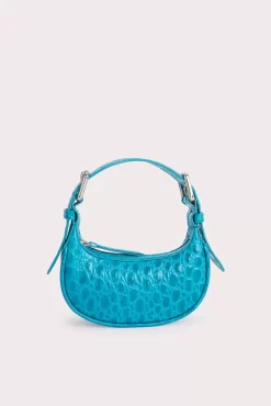 Mini Soho Azur Circular Croco Embossed Leather