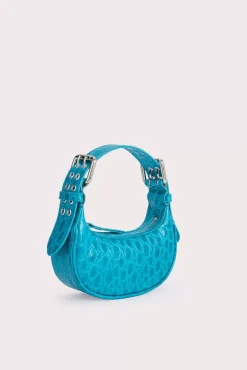 Mini Soho Azur Circular Croco Embossed Leather
