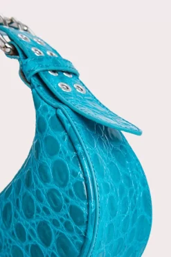 Mini Soho Azur Circular Croco Embossed Leather