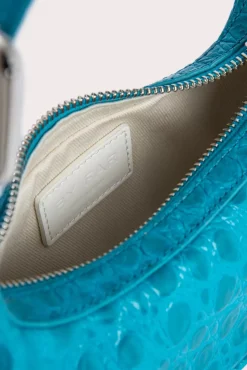 Mini Soho Azur Circular Croco Embossed Leather