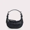 Mini Soho Black Circular Croco Embossed Leather