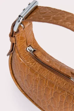 Mini Soho Caramel Circular Croco Embossed Leather
