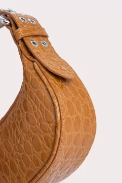 Mini Soho Caramel Circular Croco Embossed Leather