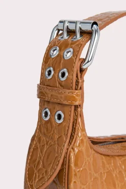 Mini Soho Caramel Circular Croco Embossed Leather