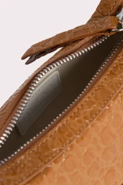 Mini Soho Caramel Circular Croco Embossed Leather