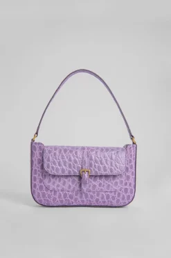 Miranda Lilac Circular Croco Embossed Leather