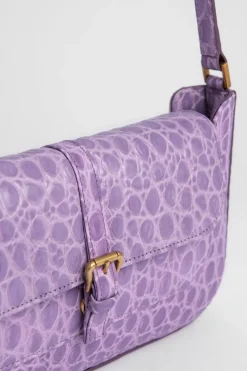 Miranda Lilac Circular Croco Embossed Leather