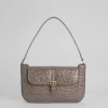 Miranda Mud Circular Croco Embossed Leather