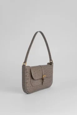 Miranda Mud Circular Croco Embossed Leather