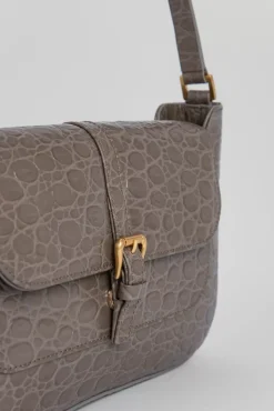 Miranda Mud Circular Croco Embossed Leather