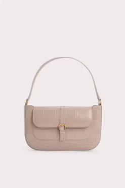Miranda Taupe Maxi Croco Embossed Leather