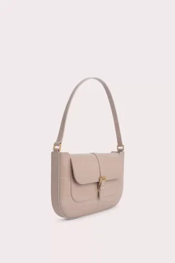 Miranda Taupe Maxi Croco Embossed Leather