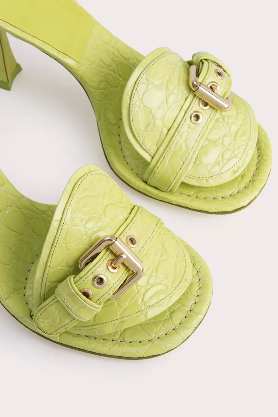 Montana Acid Green Circular Croco Embossed Leather
