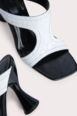Nadia Optic White Circular Croco Embossed Leather