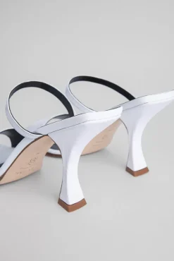 Nayla Optic White Circular Croco Embossed Leather