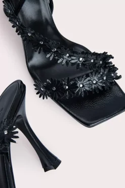 Poppy Black Gloss Grained Leather