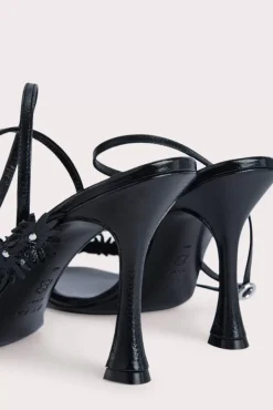 Poppy Black Gloss Grained Leather