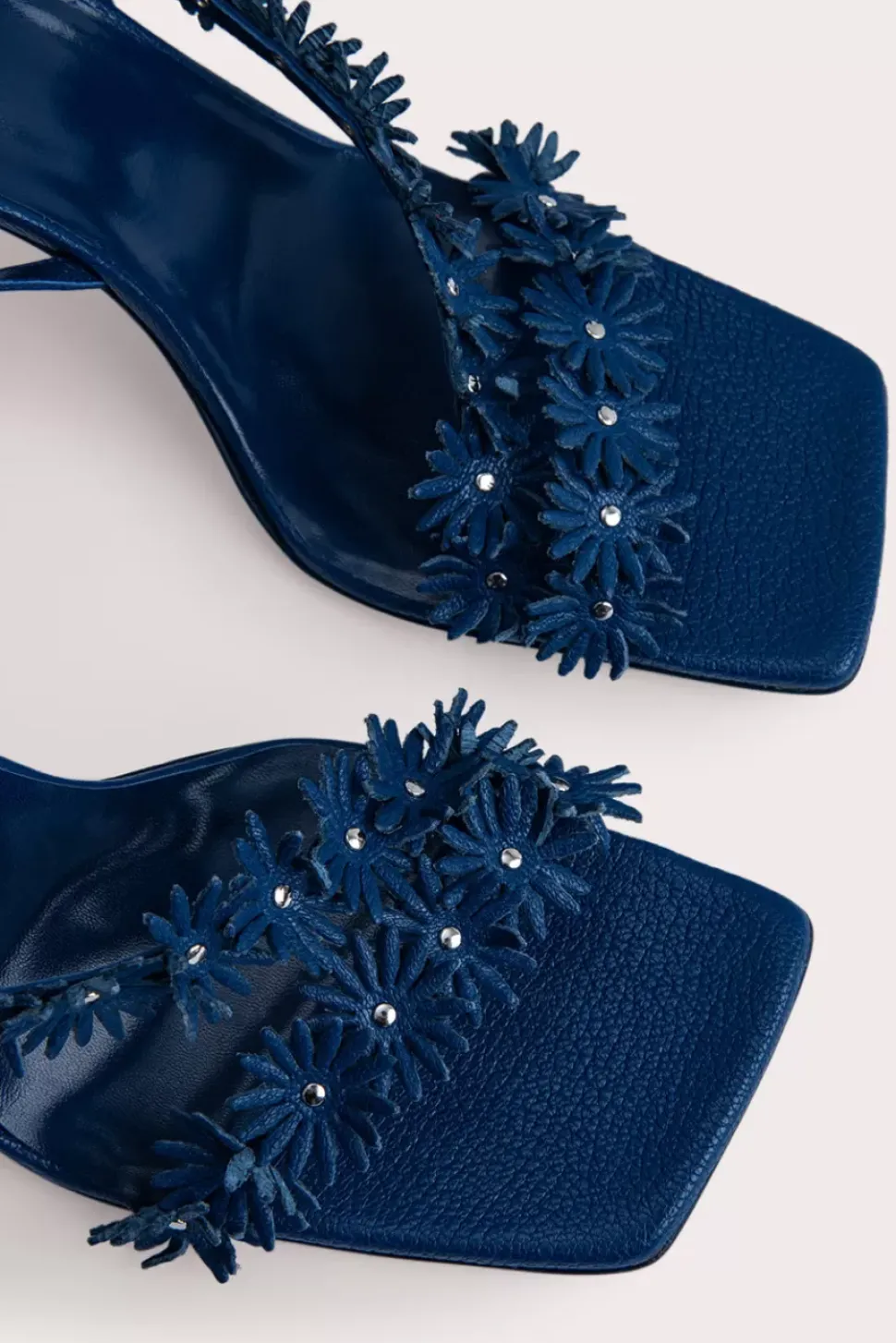 Poppy Deep Blue Grained Leather
