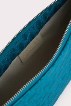 Rachel Azur Circular Croco Embossed Leather