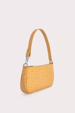 Rachel Biscuit Circular Croco Embossed Leather