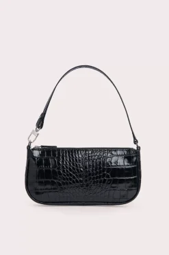 Rachel Black Croco Embossed Leather