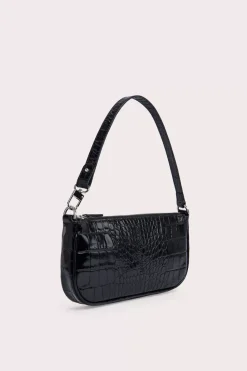Rachel Black Croco Embossed Leather