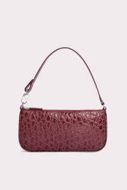 Rachel Wine Circular Croco Embossed Leather