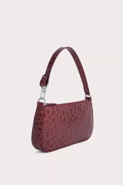 Rachel Wine Circular Croco Embossed Leather