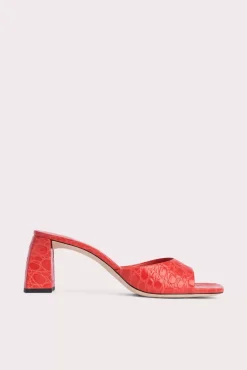 Romy Flame Circular Croco Embossed Leather
