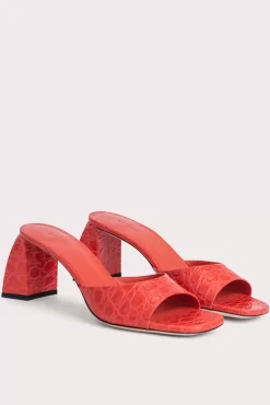 Romy Flame Circular Croco Embossed Leather