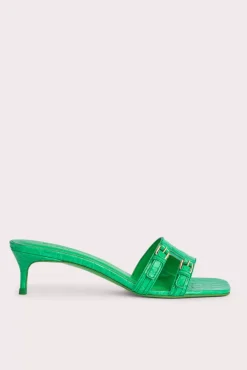 Roni Super Green Circular Croco Embossed Leather