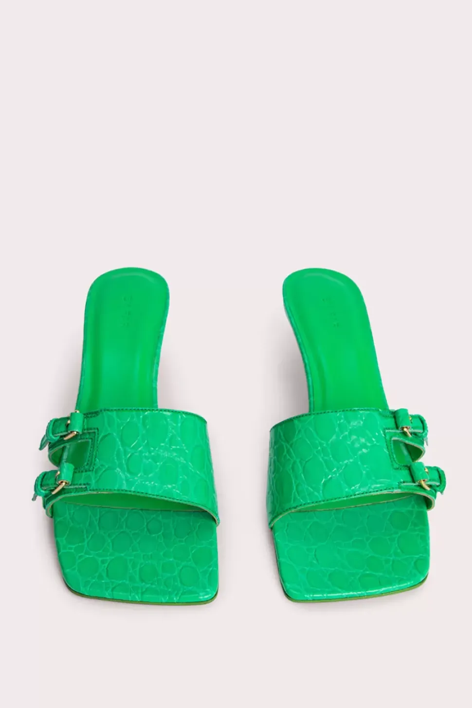 Roni Super Green Circular Croco Embossed Leather