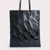Slim Tote Black Embossed Shellsuit Fabric And Leather