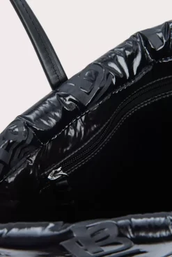 Slim Tote Black Embossed Shellsuit Fabric And Leather