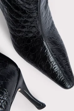 Stevie 42 Black Circular Croco Embossed Leather