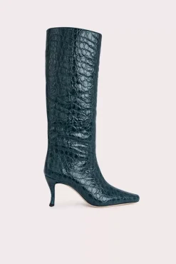 Stevie 42 Petrol Circular Croco Embossed Leather