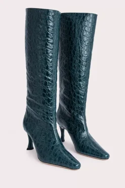 Stevie 42 Petrol Circular Croco Embossed Leather