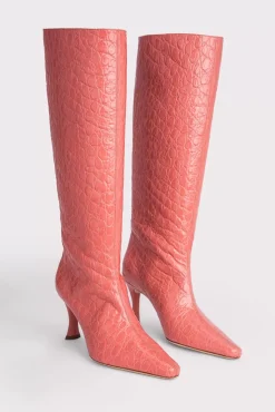 Stevie 42 Salmon Circular Croco Embossed Leather