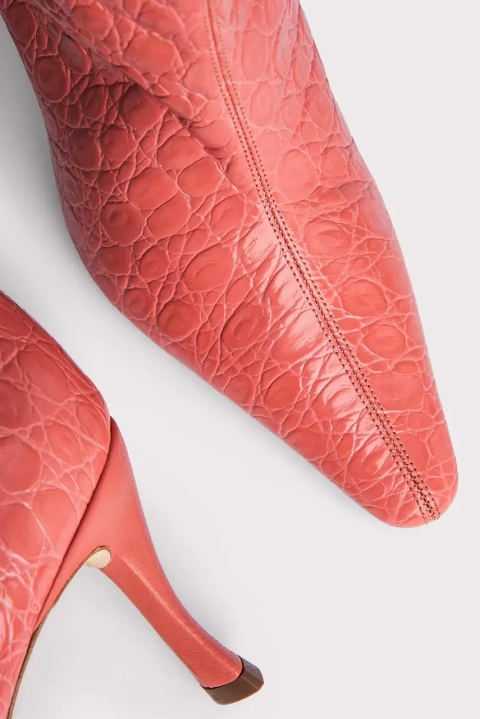 Stevie 42 Salmon Circular Croco Embossed Leather