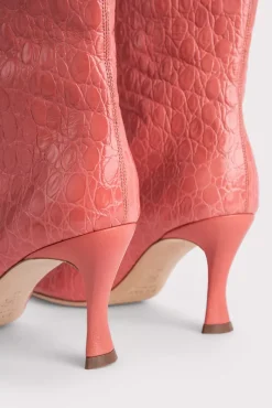 Stevie 42 Salmon Circular Croco Embossed Leather