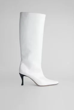 Stevie 42 White Gloss Grained Leather