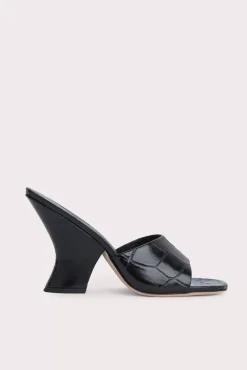 Tais Black Maxi Croco Embossed Leather