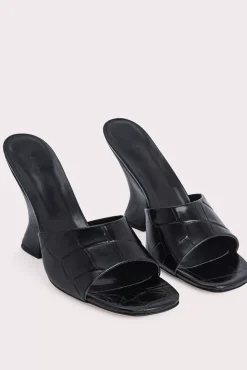 Tais Black Maxi Croco Embossed Leather