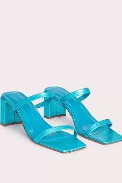Tanya Aqua Metallic Grain Leather