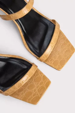 Tanya Biscuit Circular Croco Embossed Leather