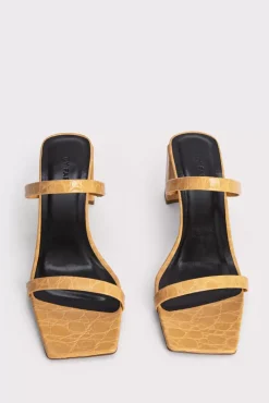 Tanya Biscuit Circular Croco Embossed Leather
