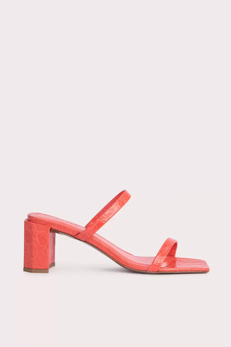 Tanya Coral Circular Croco Embossed Leather