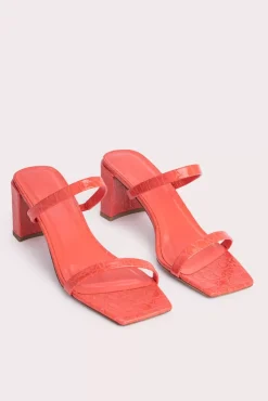 Tanya Coral Circular Croco Embossed Leather