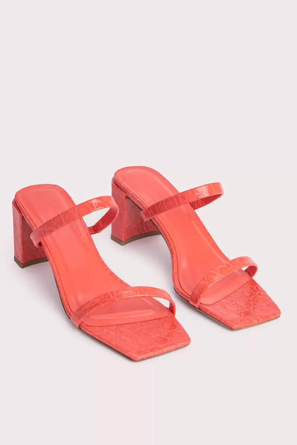Tanya Coral Circular Croco Embossed Leather
